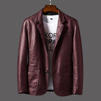 Leather Men's Autumn And Winter Jacket Thin Lapel - StepByStepNow