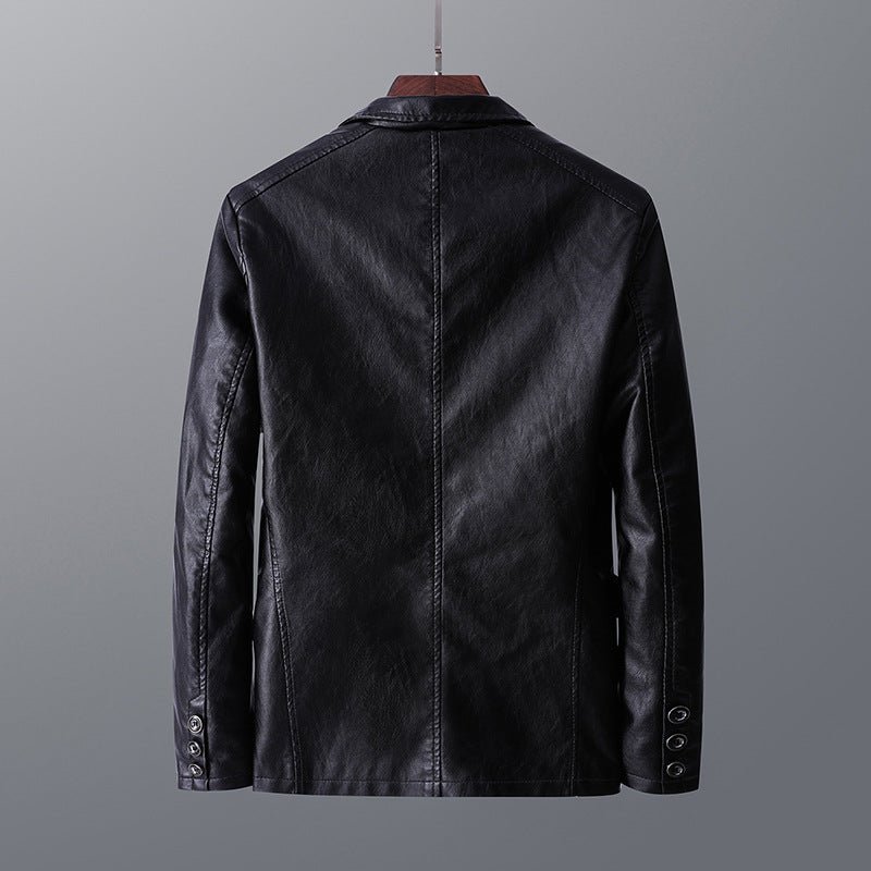 Leather Men's Autumn And Winter Jacket Thin Lapel - StepByStepNow