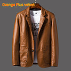Leather Men's Autumn And Winter Jacket Thin Lapel - StepByStepNow