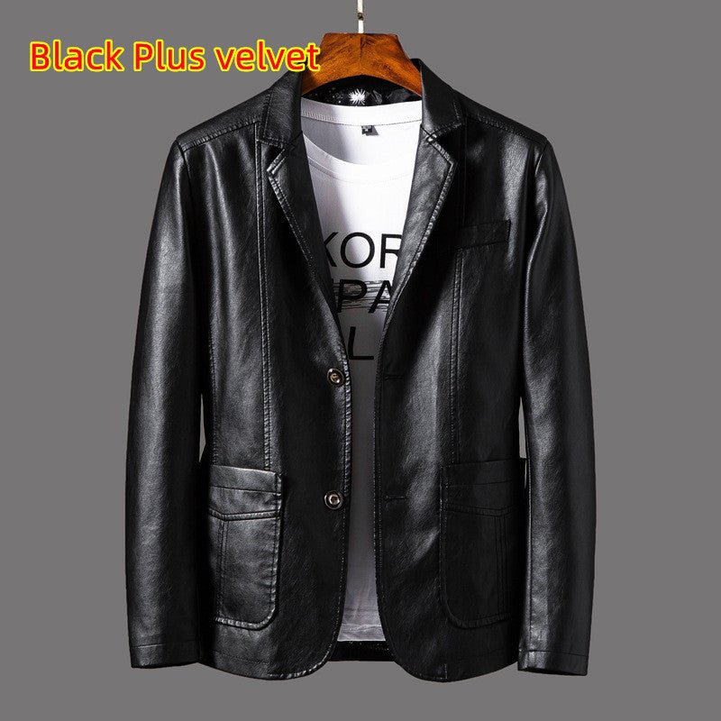 Leather Men's Autumn And Winter Jacket Thin Lapel - StepByStepNow