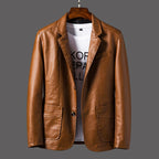 Leather Men's Autumn And Winter Jacket Thin Lapel - StepByStepNow