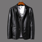 Leather Men's Autumn And Winter Jacket Thin Lapel - StepByStepNow
