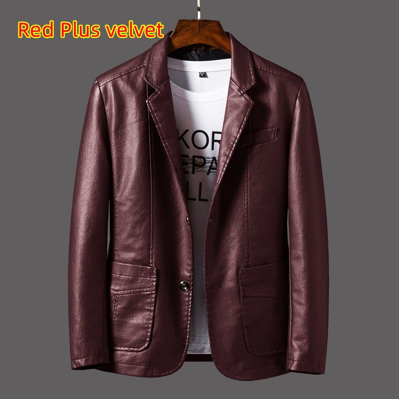 Leather Men's Autumn And Winter Jacket Thin Lapel - StepByStepNow