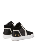 Leather Mid Top Sneaker (Black) - StepByStep