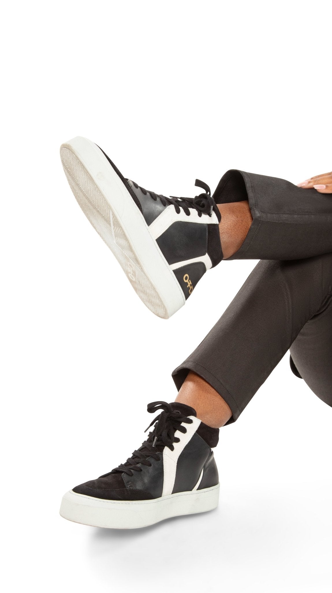 Leather Mid Top Sneaker (Black) - StepByStep