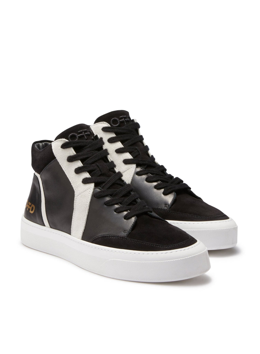 Leather Mid Top Sneaker (Black) - StepByStep