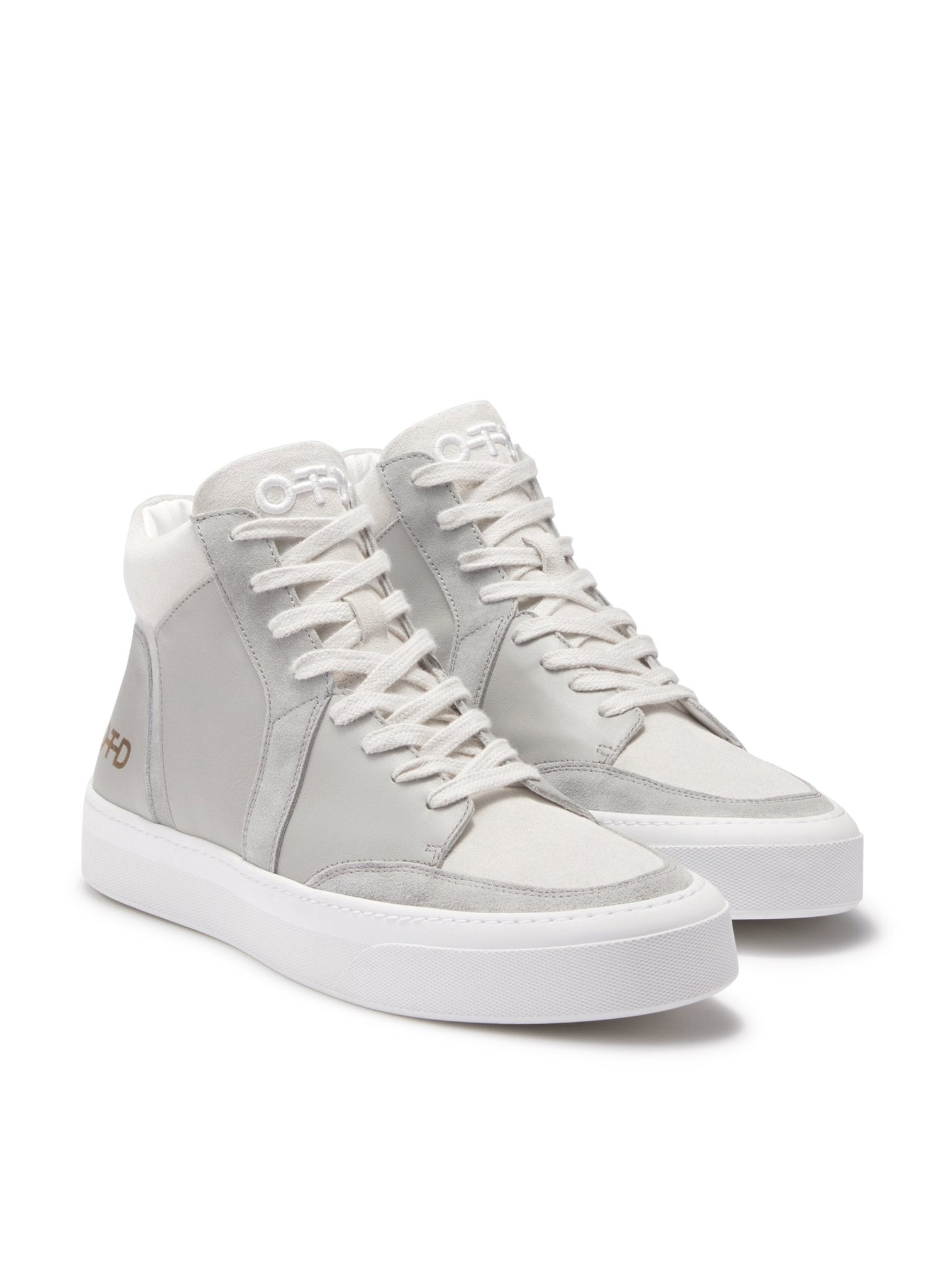 Leather Mid Top Sneaker (Light Grey) - StepByStep