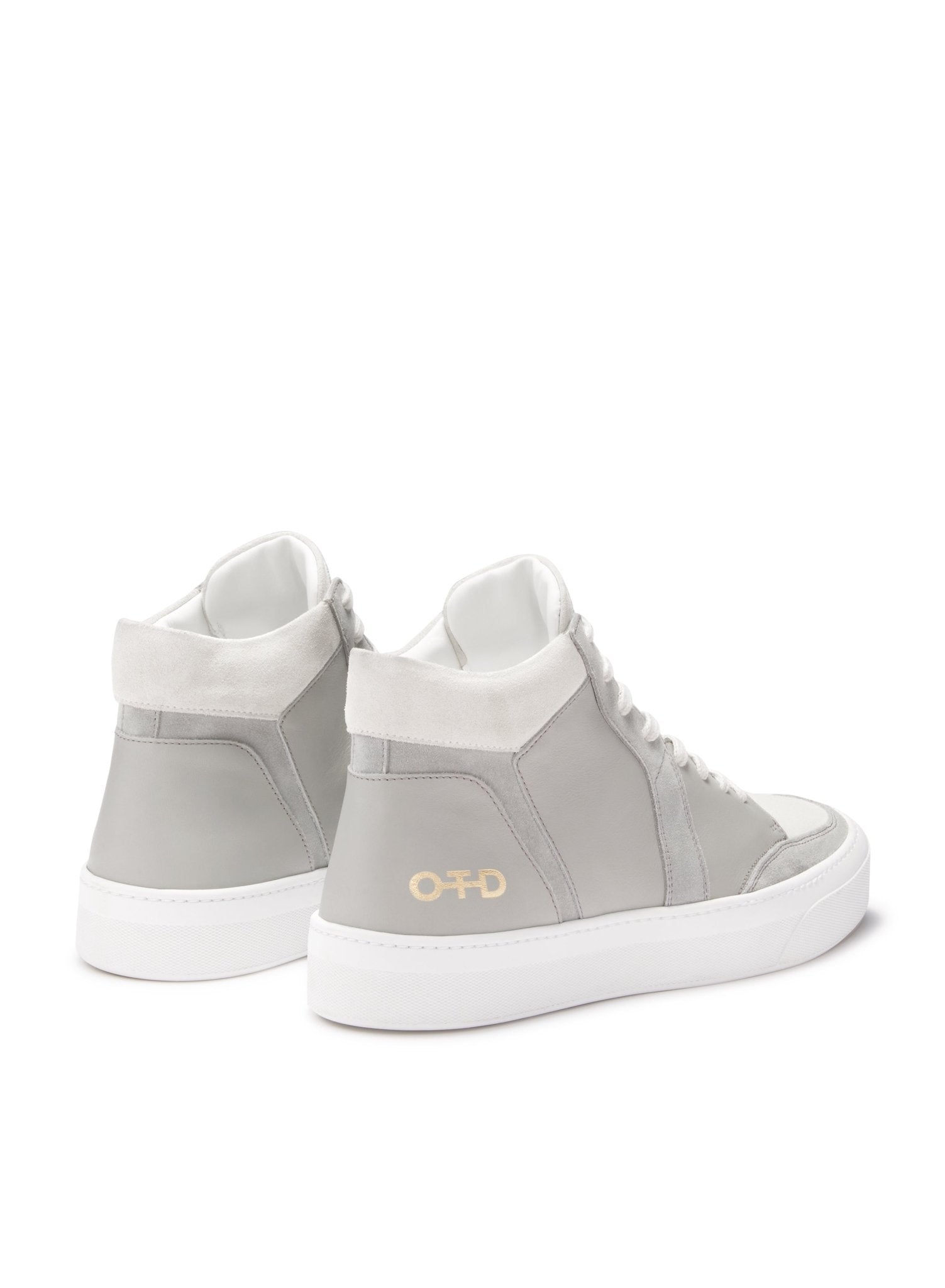 Leather Mid Top Sneaker (Light Grey) - StepByStep