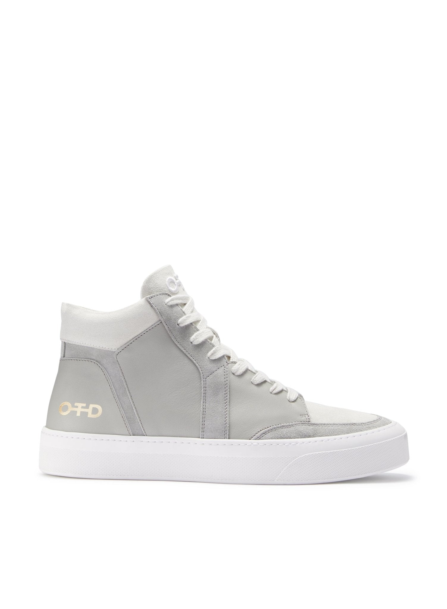 Leather Mid Top Sneaker (Light Grey) - StepByStep