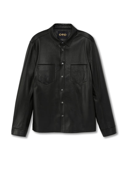 Leather Shirt Jacket (Black) - StepByStep