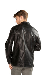 Leather Shirt Jacket (Black) - StepByStep