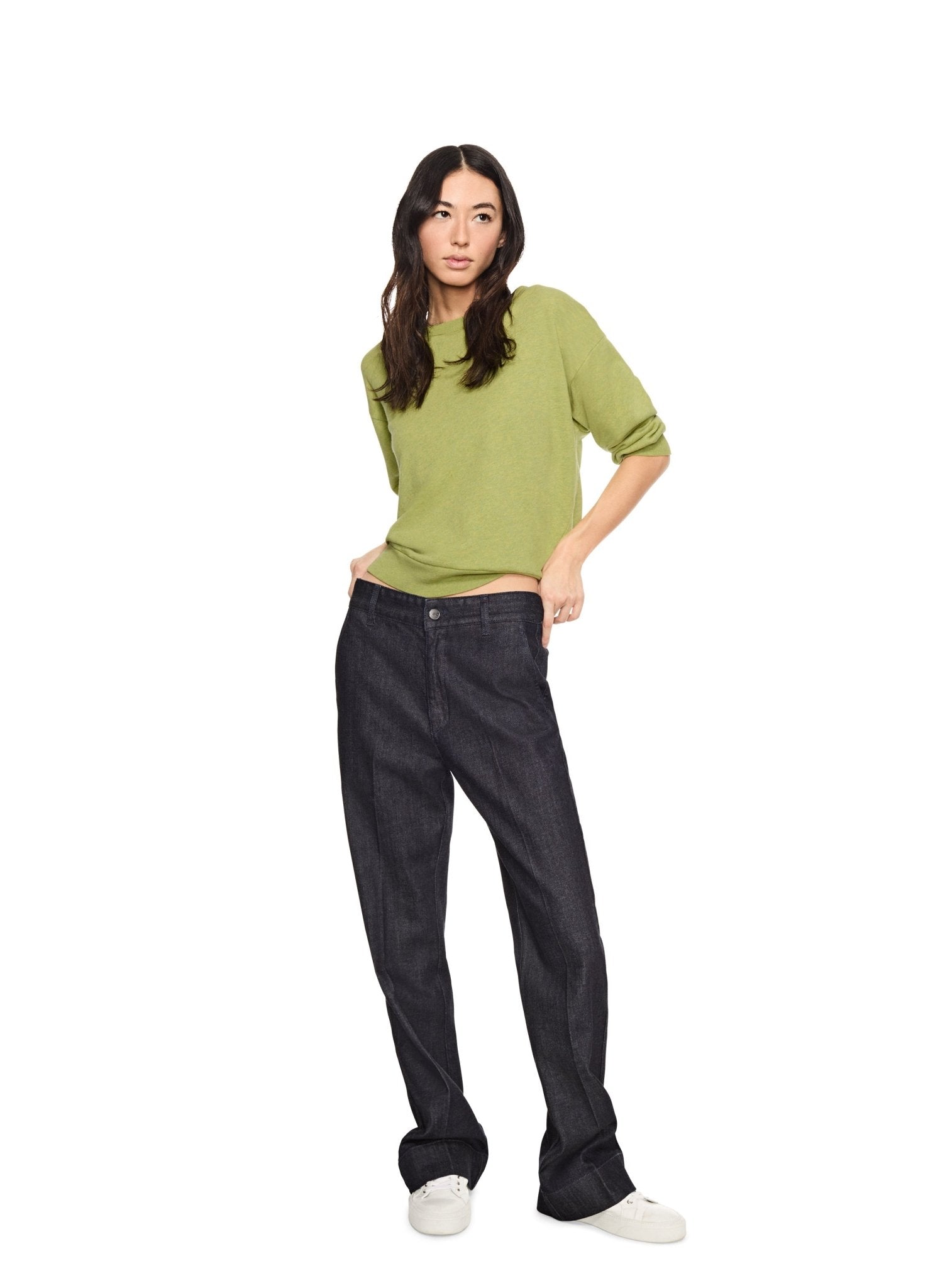 Lightweight Sweatshirt With Puff Sleeve (Pear Green Heather) - StepByStep