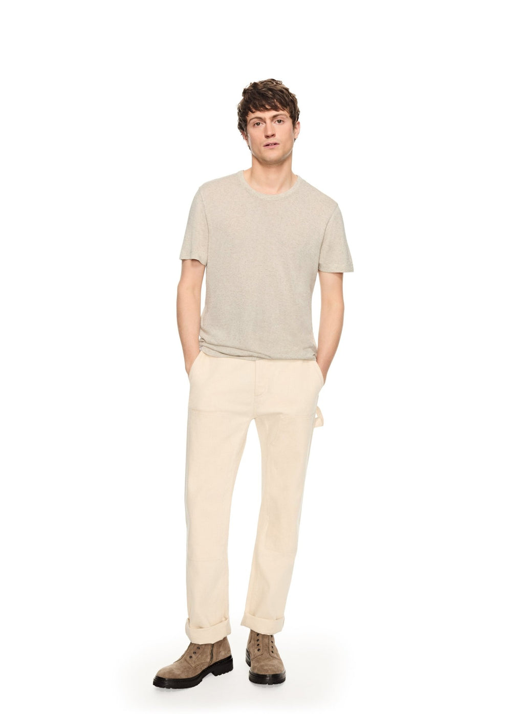 Linen - Blend Crewneck Tee (Oatmeal Melange) - StepByStep