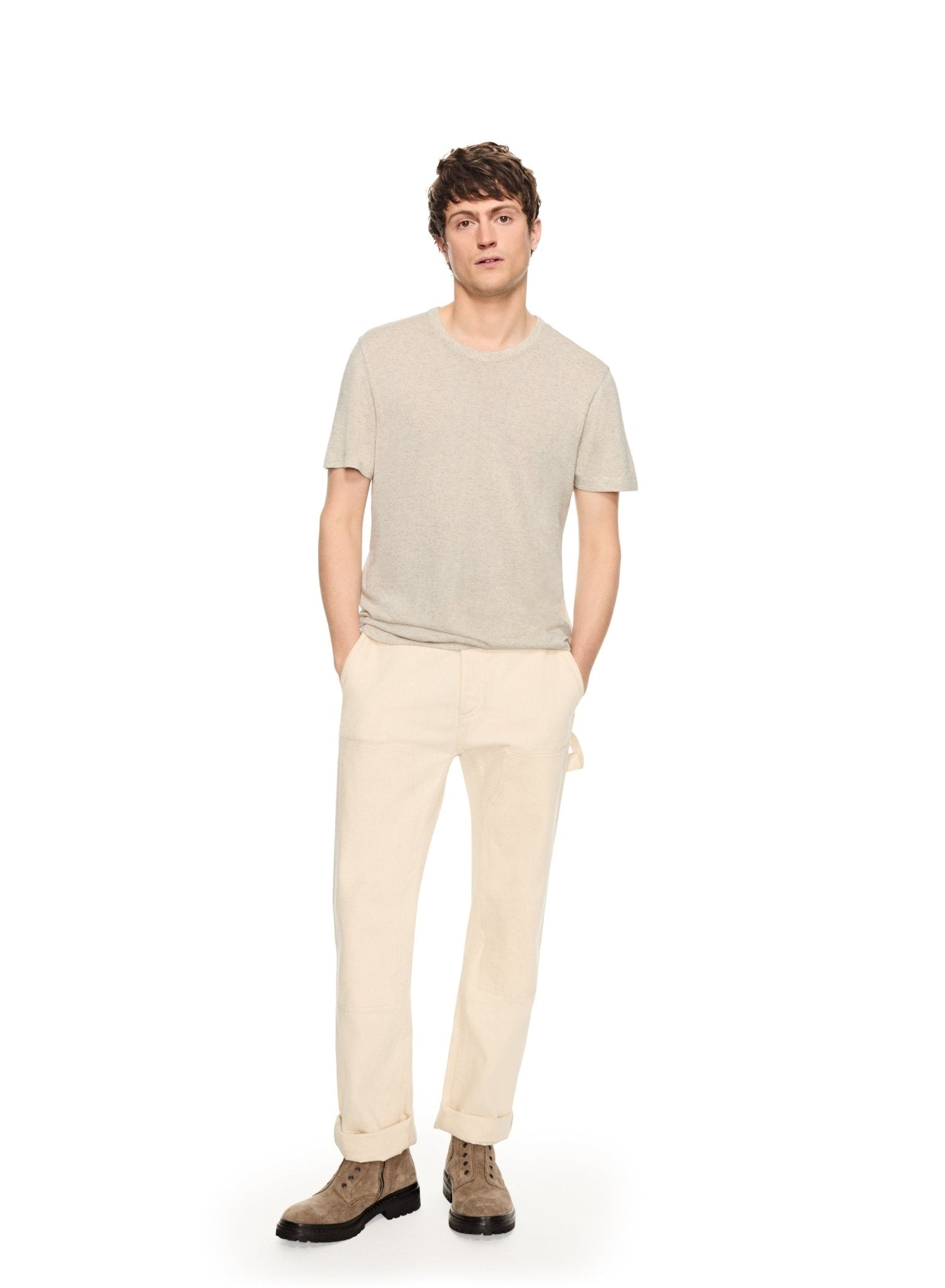 Linen - Blend Crewneck Tee (Oatmeal Melange) - StepByStep