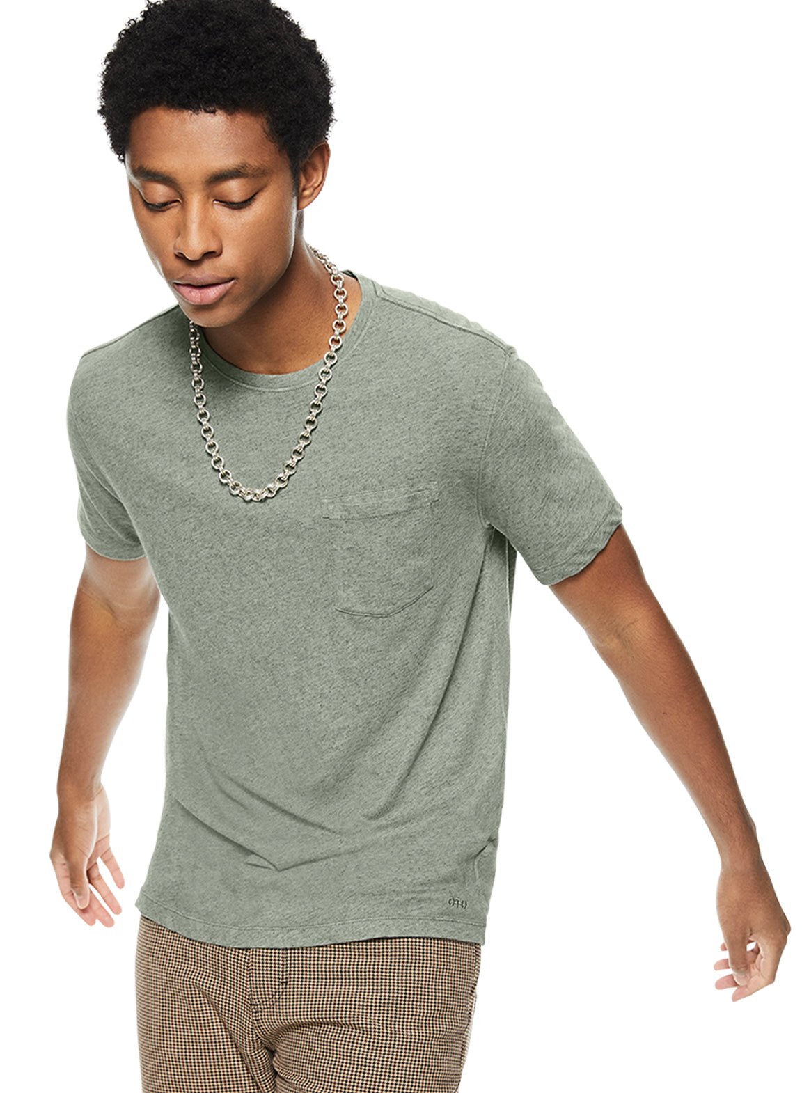 Linen - Blend Pocket Tee (Chalkboard Green) - StepByStep