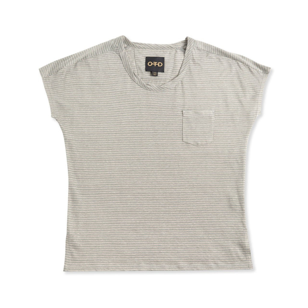 Linen Stripe Pocket Tee (Blue Slate) - StepByStep