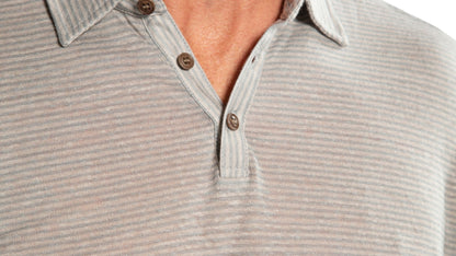 Linen Stripe Polo Shirt (Blue Slate) - StepByStep