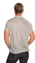 Linen Stripe Polo Shirt (Blue Slate) - StepByStep