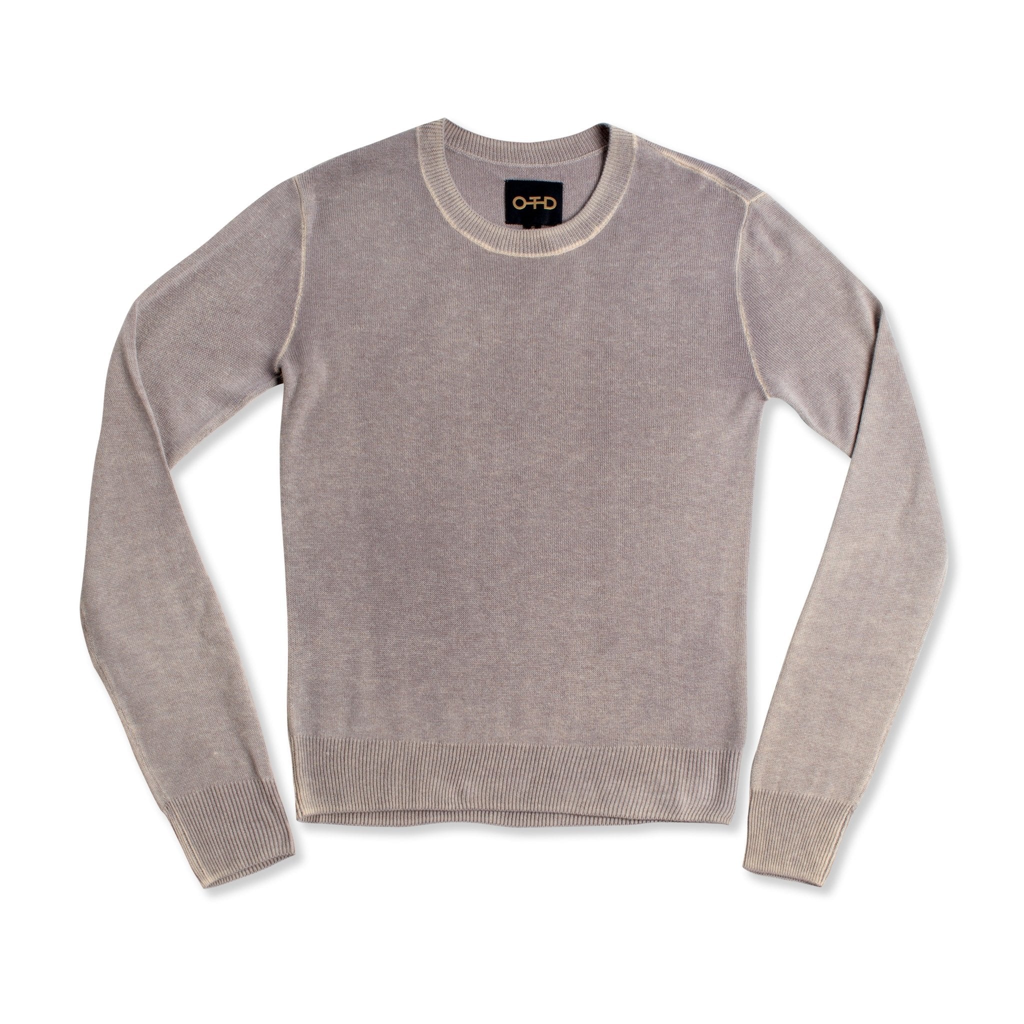 Long Sleeve Deep Split Crew Sweater (Light Lavender) - StepByStep