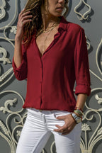 Long sleeve ladies lapel button shirt - StepByStepNow