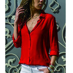 Long sleeve ladies lapel button shirt - StepByStepNow