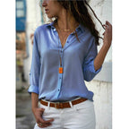 Long sleeve ladies lapel button shirt - StepByStepNow