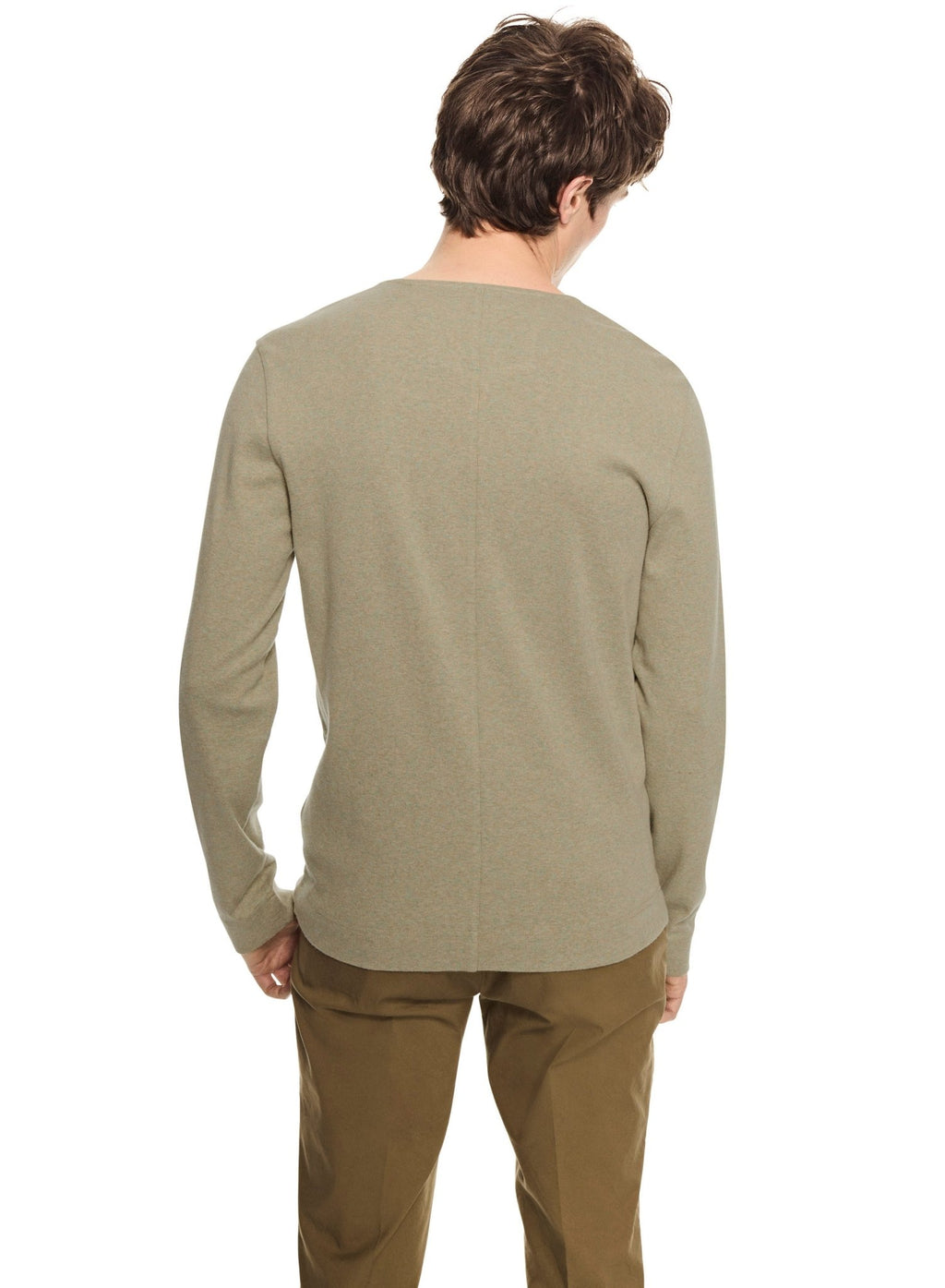 Long Sleeve Ribbed Cotton Crewneck (Laurel Heather) - StepByStep