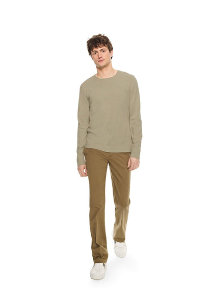 Long Sleeve Ribbed Cotton Crewneck (Laurel Heather) - StepByStep
