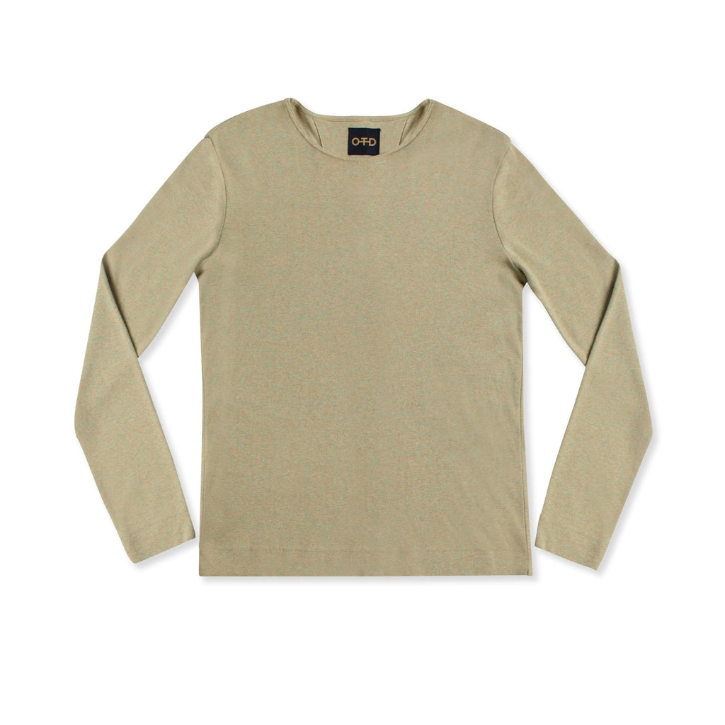 Long Sleeve Ribbed Cotton Crewneck (Laurel Heather) - StepByStep