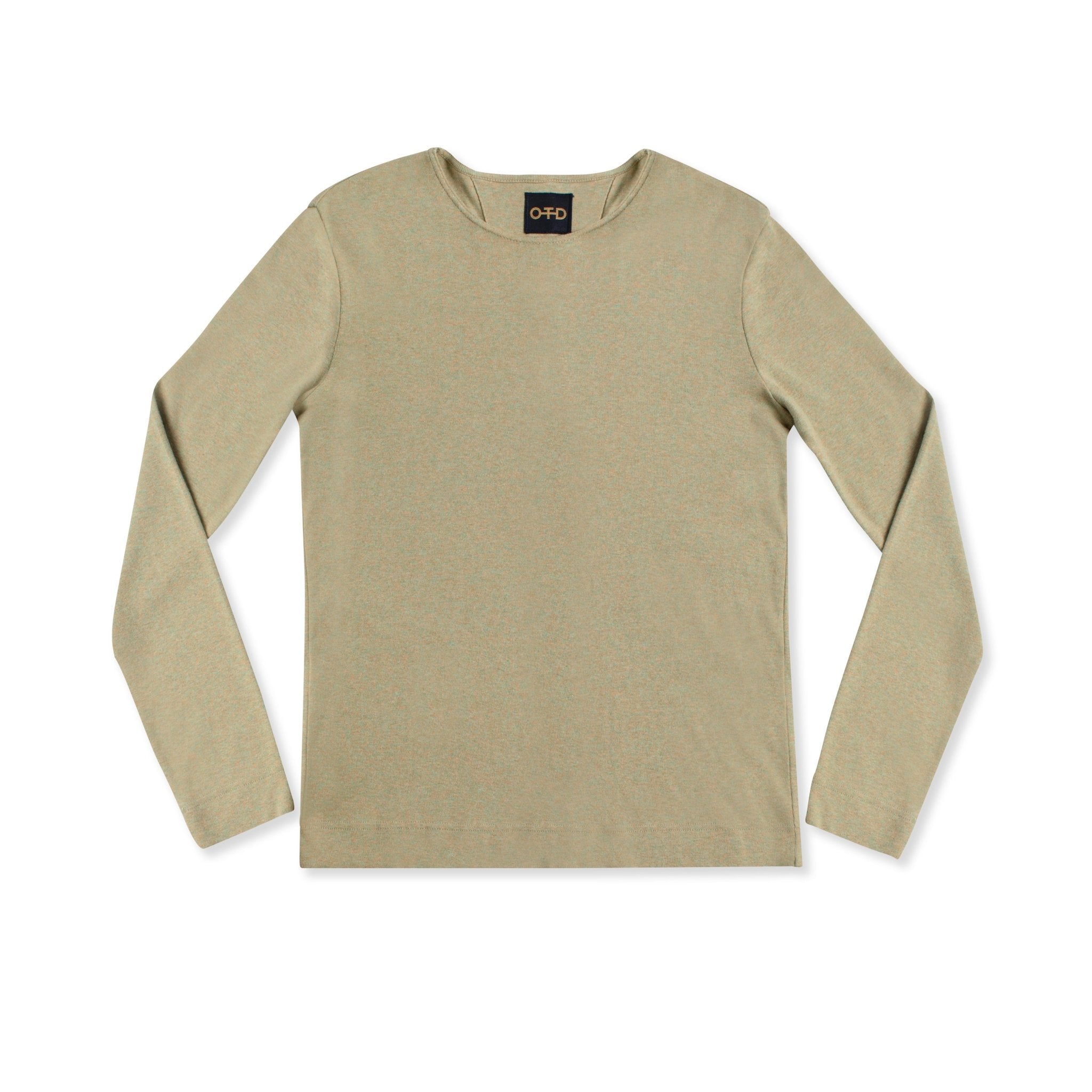 Long Sleeve Ribbed Cotton Crewneck (Laurel Heather) - StepByStep