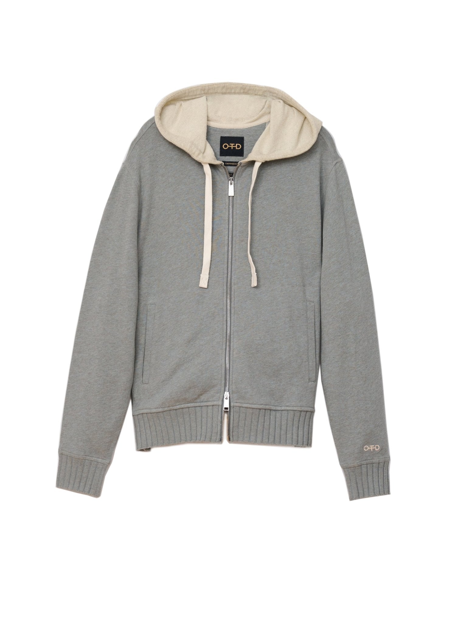 Long Sleeve Zip Front Knit Sweatshirt With Color - Block Hood and Tape Detail - StepByStep