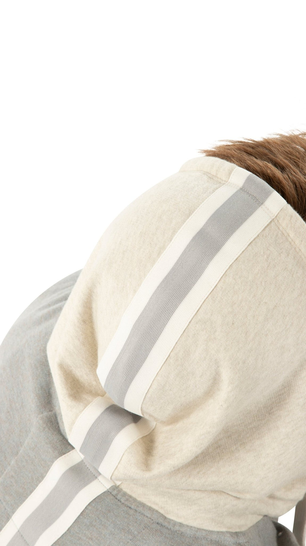 Long Sleeve Zip Front Knit Sweatshirt With Color - Block Hood and Tape Detail - StepByStep