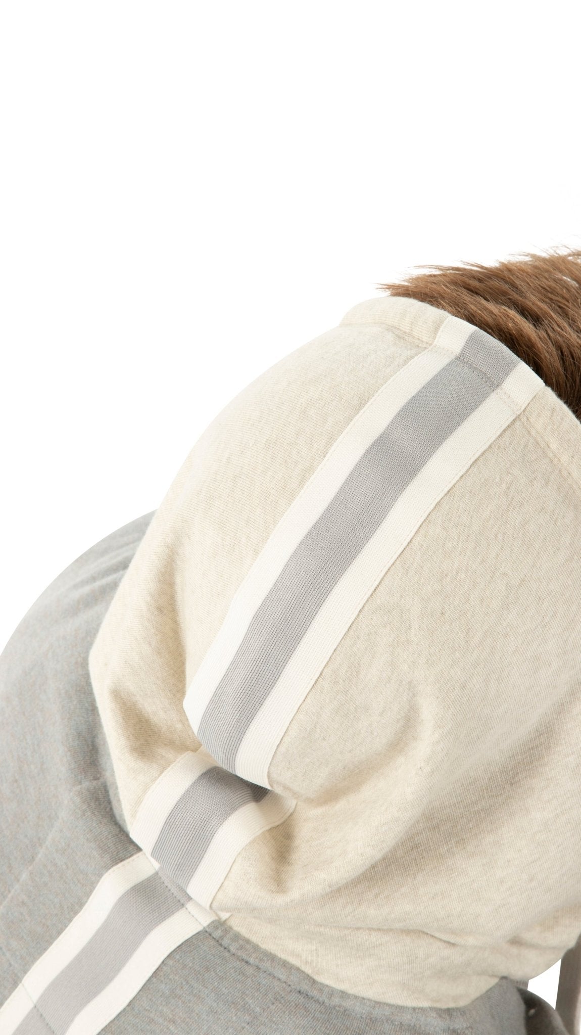 Long Sleeve Zip Front Knit Sweatshirt With Color - Block Hood and Tape Detail - StepByStep