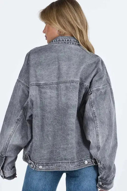 Loose Denim Jacket - Chest Pockets Drop Shoulder - StepByStep