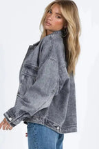 Loose Denim Jacket - Chest Pockets Drop Shoulder - StepByStep