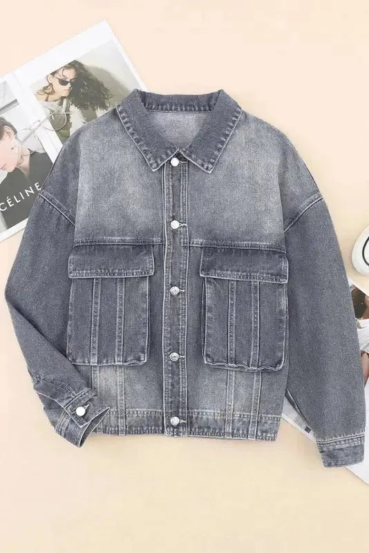 Loose Denim Jacket - Chest Pockets Drop Shoulder - StepByStep