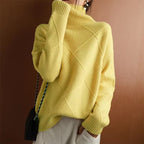 Loose High Collar Warm Sweater Solid Color Knitted Women - StepByStepNow