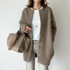 Loose Round Neck Single Breasted Cardigan Fashion Solid Color Coat Jacket Autumn And Winter Women's Clothing - StepByStepNow