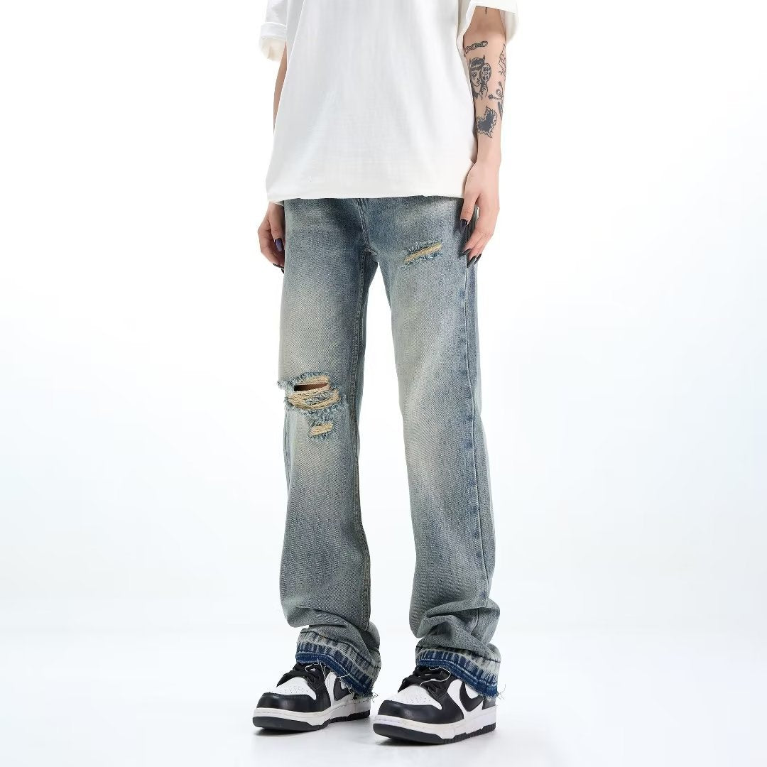 Loose Straight Ripped Jeans For Men - StepByStepNow