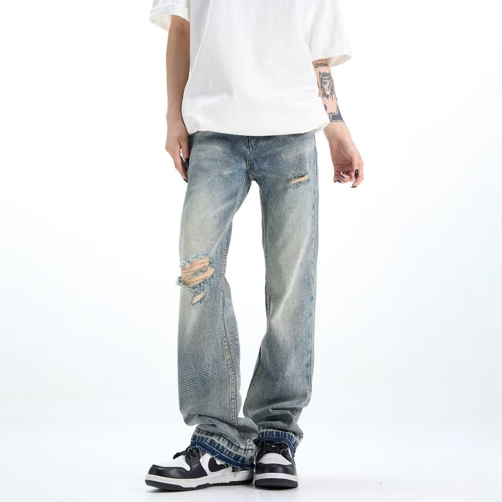 Loose Straight Ripped Jeans For Men - StepByStepNow