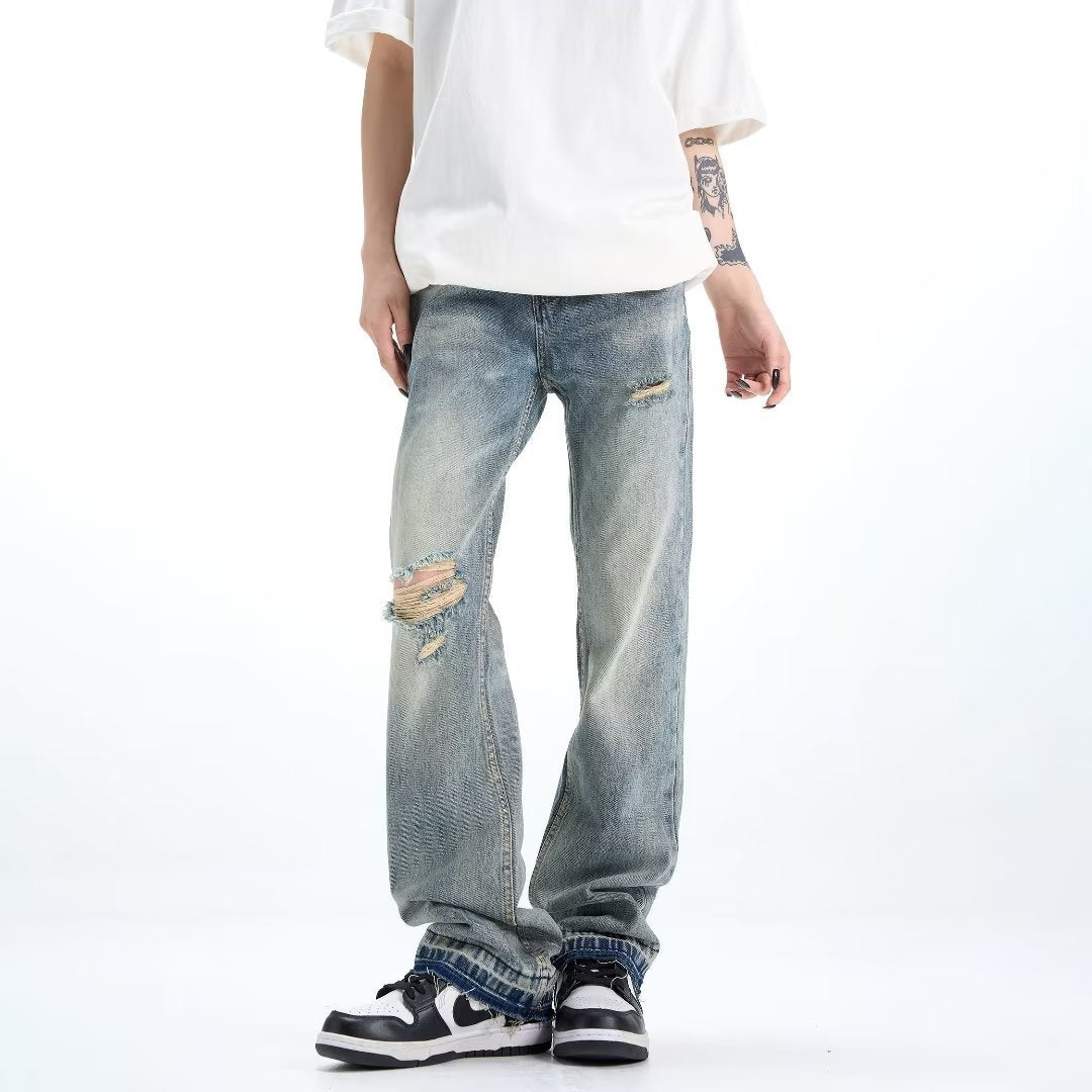 Loose Straight Ripped Jeans For Men - StepByStepNow
