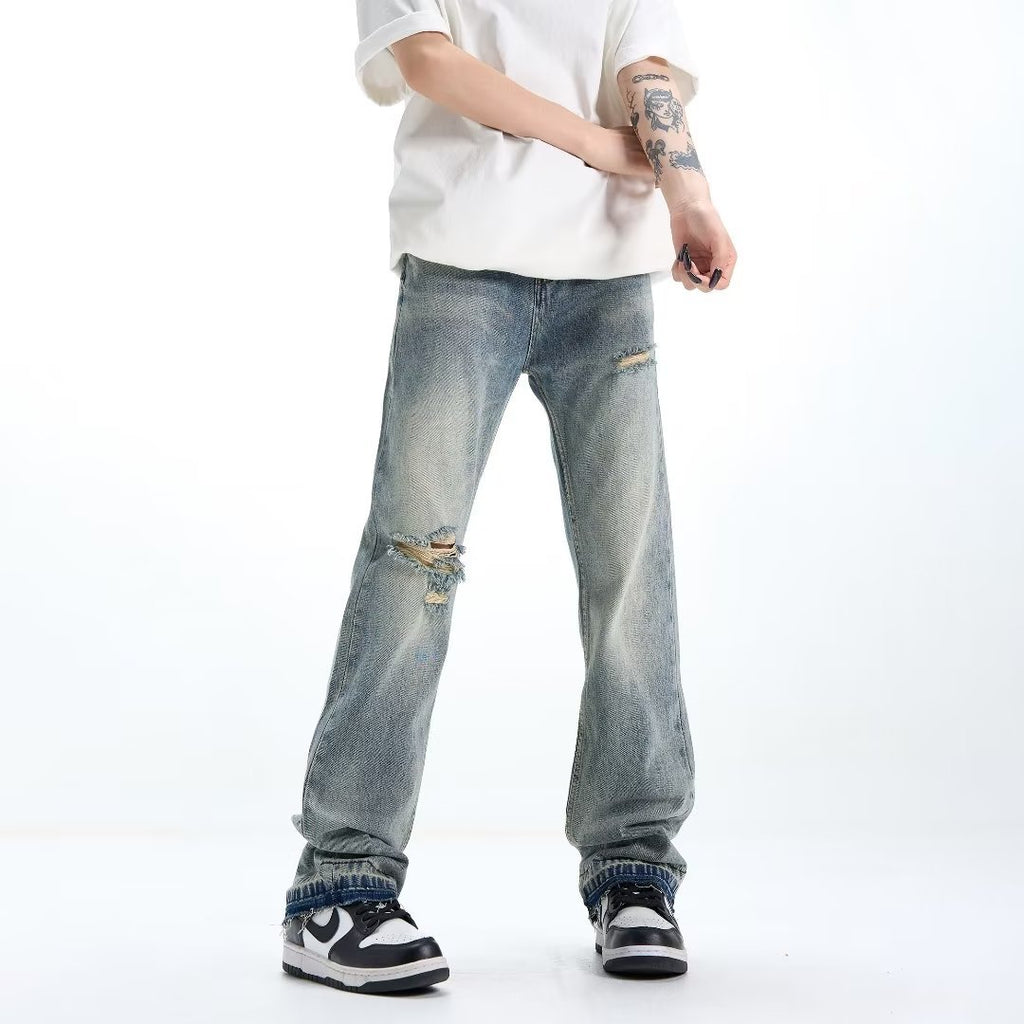 Loose Straight Ripped Jeans For Men - StepByStepNow