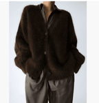 Loose V - neck Button Cardigan Fall Winter Fashion Single Breasted Knitted Sweater Top Women's Clothing - StepByStepNow