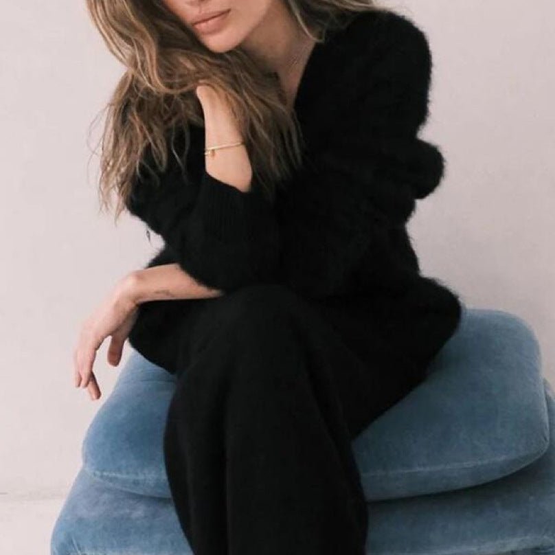 Loose V - neck Button Cardigan Fall Winter Fashion Single Breasted Knitted Sweater Top Women's Clothing - StepByStepNow