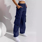 Loose wide - leg straight - cut multi - pocket work pants and jeans - StepByStepNow