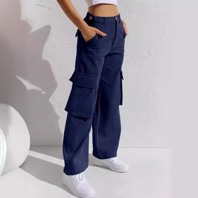 Loose wide - leg straight - cut multi - pocket work pants and jeans - StepByStepNow