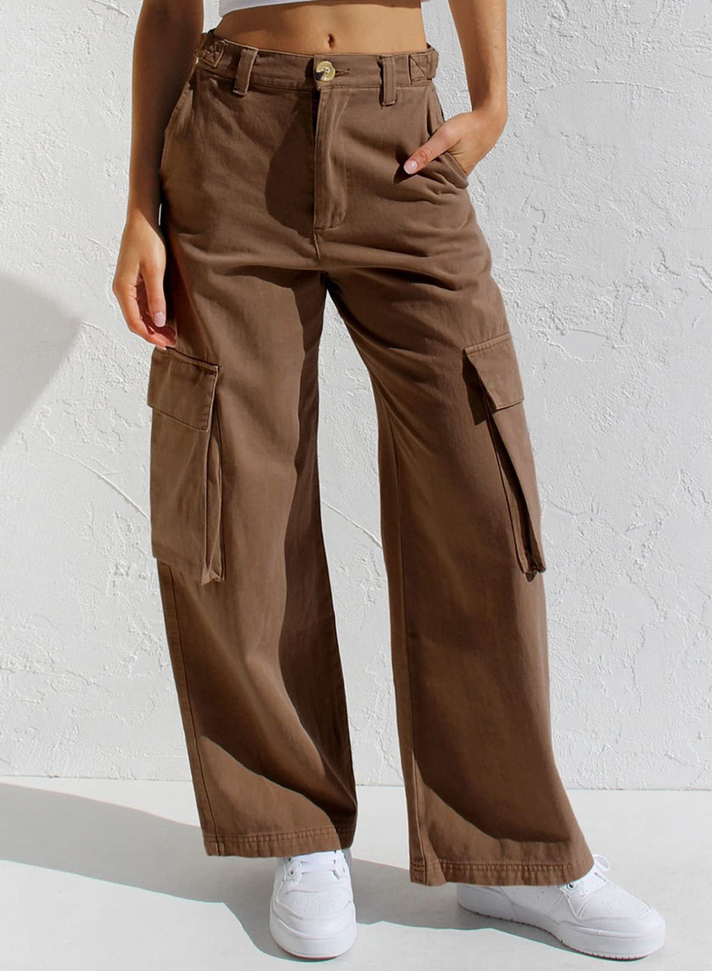 Loose wide - leg straight - cut multi - pocket work pants and jeans - StepByStepNow