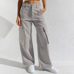 Loose wide - leg straight - cut multi - pocket work pants and jeans - StepByStepNow