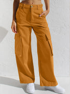 Loose wide - leg straight - cut multi - pocket work pants and jeans - StepByStepNow