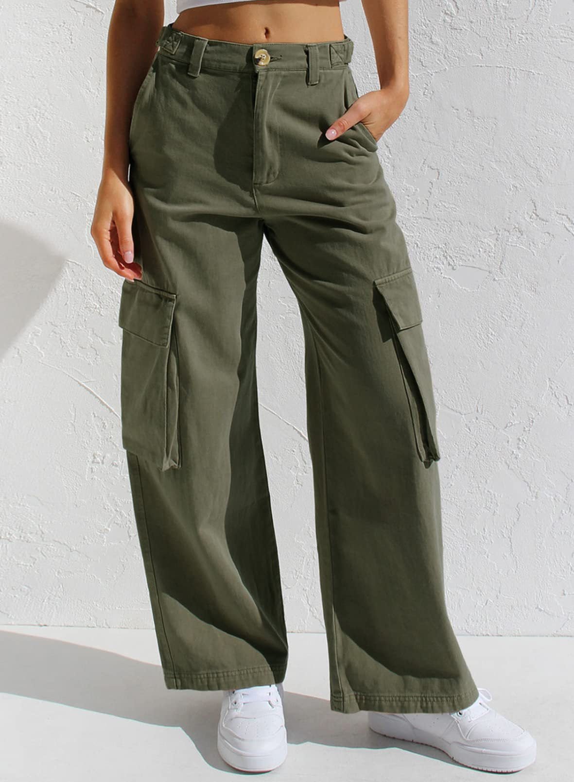 Loose wide - leg straight - cut multi - pocket work pants and jeans - StepByStepNow